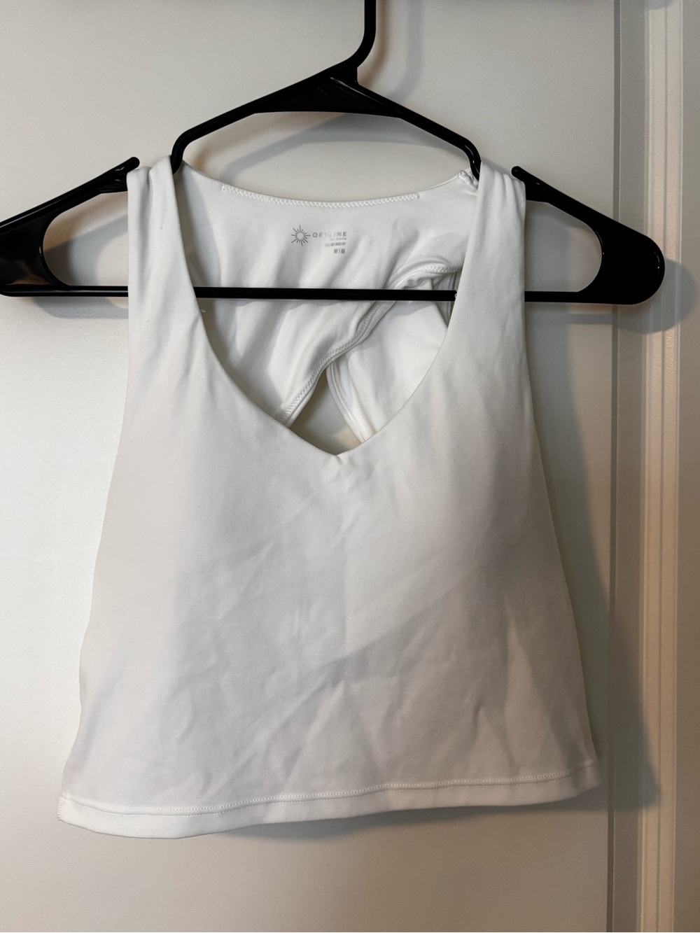 aerie Offline Real Me White Open Back Cropped Tank w/ built in bra